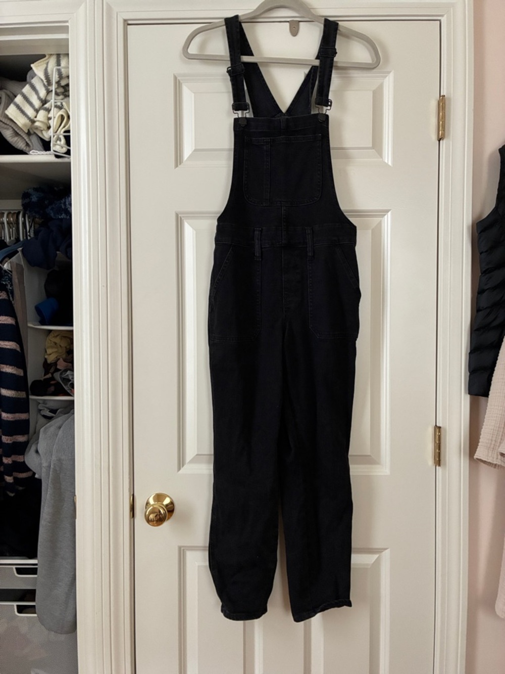 Black Women's Denim Overalls with Adjustable Straps
